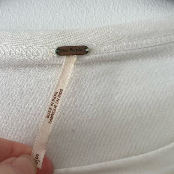 Free People Cream White Embroidered Penny Tee Long Sleeve Blouse Size S - Picture 5 of 8